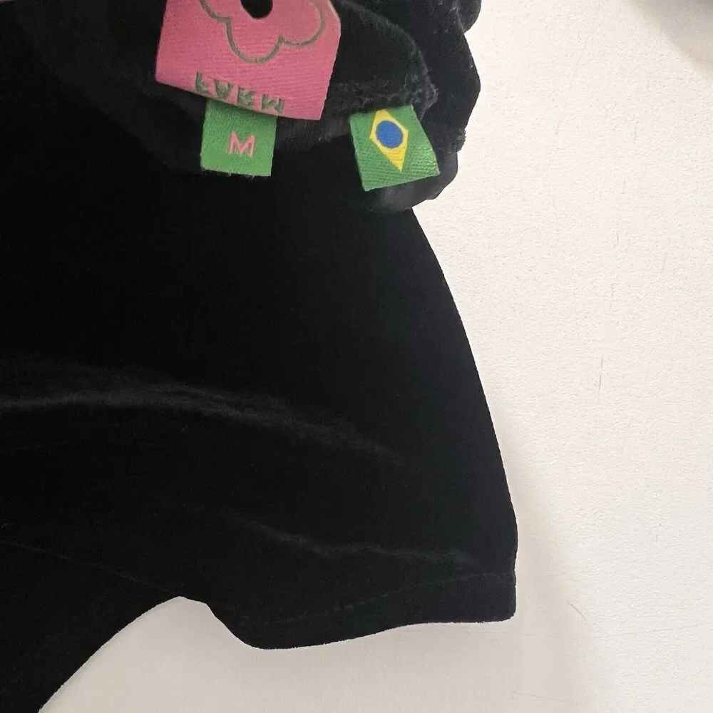 Farm Rio Bodysuit Women’s M‎ Black Velvet Open Back Long Sleeve